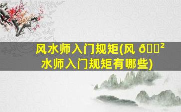 风水师入门规矩(风 🌲 水师入门规矩有哪些)